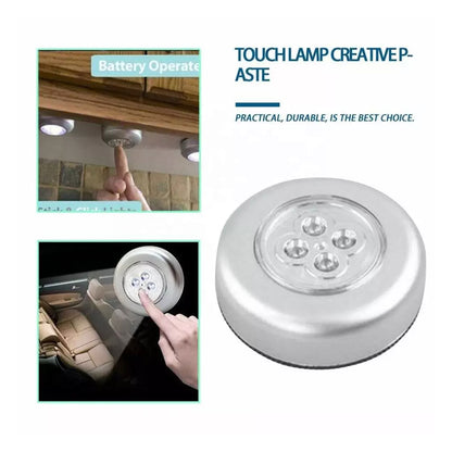 1716 4 Led Battery-powered Wireless Night Light Stick Tap Touch Lamp Stick-on Push Light For Closets Cabinets Counters Or Utility Rooms Cordless Touch Light