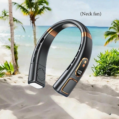 Premium Usb Rechargeable Fashion Neck Fan With Digital Display (1 Pc)